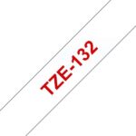 Brother TZe132 Nastro laminato generico per etichette - Testo rosso su sfondo trasparente - Larghezza 12 mm x 8 metri - immagine 2