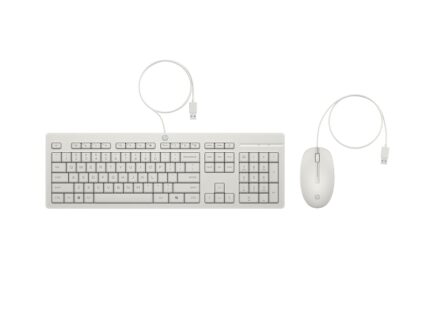 Combo tastiera e mouse USB HP 225 G2 - Tasto copilota - Piedini regolabili - Mouse ottico da 1200 DPI - Plug & Play - Facile da pulire - Realizzato con materiale riciclato - Bianco