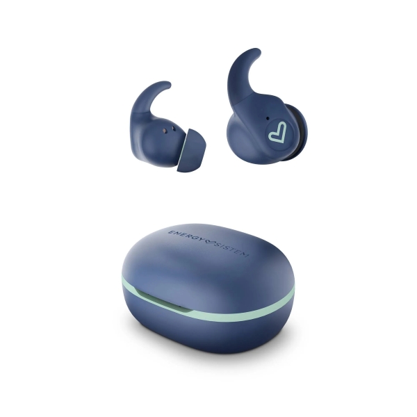 Cuffie sportive Energy Sistem Arena - True Wireless - Bluetooth 5.3 - Protezione da sudore e spruzzi - 20 ore di autonomia - Sistema SecureFit+ Fit+ - Colore blu