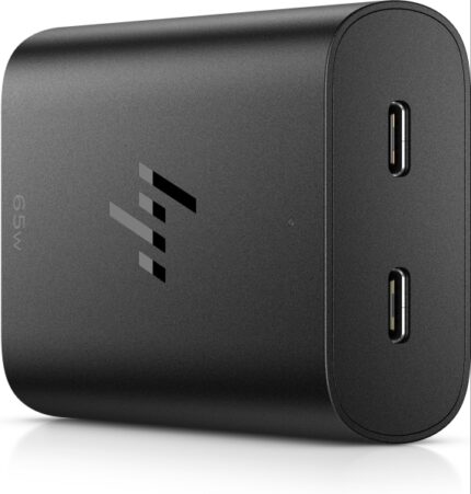 Caricatore HP USB-C GaN 65W - 2 porte di ricarica simultanea - Design compatto e leggero - Nero