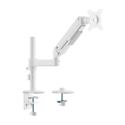 Aisens Eco Supporto da tavolo con braccio articolato per monitor 17"-32" - Supporta fino a 9 kg - Gestione dei cavi - VESA 100x100 mm - Contrappeso girevole e inclinabile - Bianco