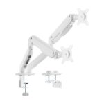 Supporto da tavolo Aisens Eco con 2 bracci articolati per monitor da 17"-32" - Supporta fino a 9 kg - Gestione dei cavi - VESA 100x100 mm - Contrappeso girevole e inclinabile - Colore bianco