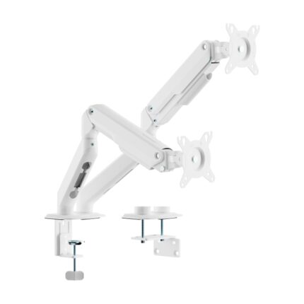 Supporto da tavolo Aisens Eco con 2 bracci articolati per monitor da 17"-32" - Supporta fino a 9 kg - Gestione dei cavi - VESA 100x100 mm - Contrappeso girevole e inclinabile - Colore bianco