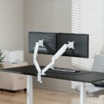 Supporto da tavolo Aisens Eco con 2 bracci articolati per monitor da 17"-32" - Supporta fino a 9 kg - Gestione dei cavi - VESA 100x100 mm - Contrappeso girevole e inclinabile - Colore bianco - immagine 4