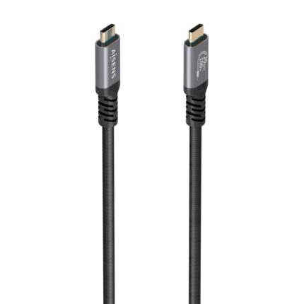 Cavo USB-C maschio Aisens - Supporta fino a 100W - Lunghezza 3m - Velocità di trasferimento fino a 20Gbps - Risoluzione 8K - Alluminio - Colore nero