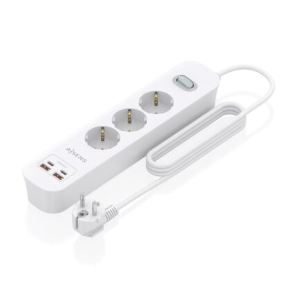 Ciabatta elettrica Aisens con 3 prese Schuko - 2xUSB-C - 2xUSB-A - cavo da 1