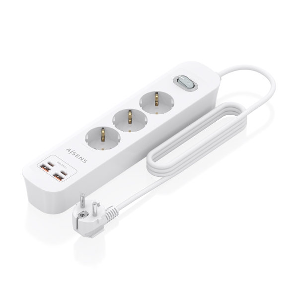 Ciabatta elettrica Aisens con 3 prese Schuko - 2xUSB-C - 2xUSB-A - cavo da 1