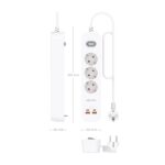 Ciabatta elettrica Aisens con 3 prese Schuko - 2xUSB-C - 2xUSB-A - cavo da 1,4 m - Interruttore con indicatore LED - Power Delivery 3.0 - Qualcomm 3.0 - Colore bianco - immagine 4