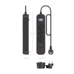 Ciabatta elettrica Aisens con 3 prese Schuko - 2xUSB-C - 2xUSB-A - Cavo da 1,4 m - Interruttore con indicatore LED - Consegna di energia - Qualcomm 3.0 - Colore nero - immagine 4