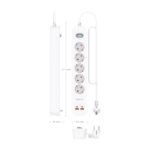 Striscia elettrica Aisens con 5 prese Schuko - 2xUSB-C - 2xUSB-A - Cavo da 1,4 m - Interruttore con indicatore LED - Consegna di energia - Qualcomm 3.0 - Colore bianco - immagine 4