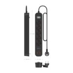 Striscia elettrica Aisens con 5 prese Schuko - 2xUSB-C - 2xUSB-A - Cavo da 1,4 m - Interruttore con indicatore LED - Consegna di energia - Qualcomm 3.0 - Colore nero - immagine 4