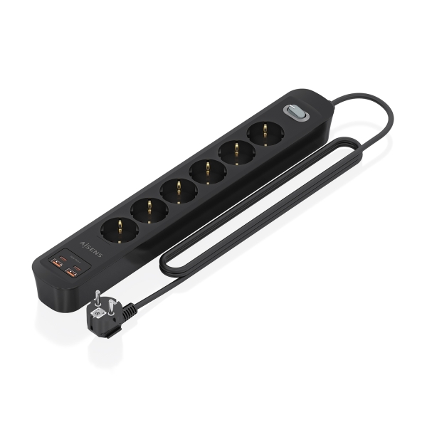 Striscia elettrica Aisens con 6 prese Schuko - 2xUSB-C - 2xUSB-A - Cavo da 1 Striscia elettrica Aisens con 6 prese Schuko - 2xUSB-C - 2xUSB-A - Cavo da 1