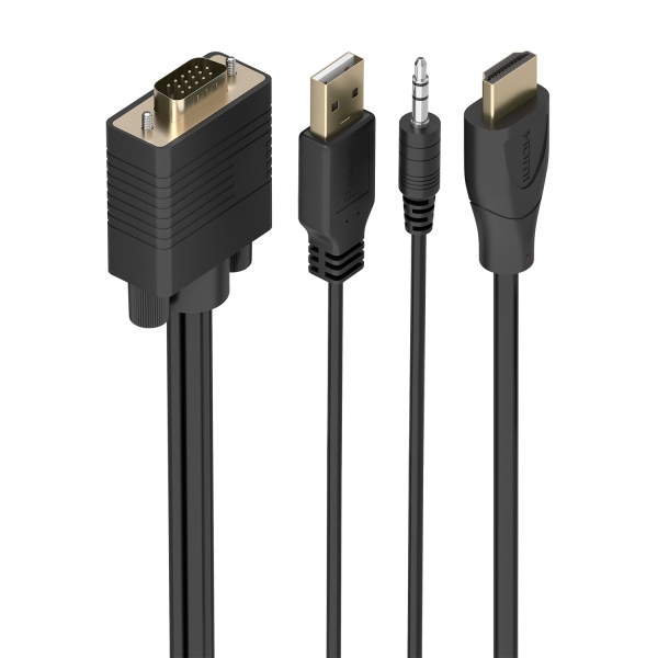 Cavo convertitore da HDMI a SVGA+Audio di Aisens - Lunghezza 1 m - HDMI maschio - HDB15 maschio - Jack 3