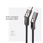 Cavo USB-C 4-in-1 Nanocable - Supporta fino a 27 W - Lunghezza 1 m - Adattatore USB-A e Lightning integrato - Display digitale - Intreccio di cotone - Colore nero - immagine 2