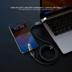 Cavo USB-C 4-in-1 Nanocable - Supporta fino a 27 W - Lunghezza 1 m - Adattatore USB-A e Lightning integrato - Display digitale - Intreccio di cotone - Colore nero - immagine 5