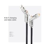 Cavo USB-C 4-in-1 Nanocable - Supporta fino a 27 W - Lunghezza 1 m - Adattatore USB-A e Lightning integrato - Indicatore LED - Intreccio di cotone - Colore nero - immagine 2