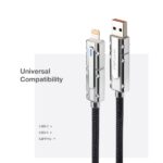 Cavo USB-C 4-in-1 Nanocable - Supporta fino a 27 W - Lunghezza 1 m - Adattatore USB-A e Lightning integrato - Indicatore LED - Intreccio di cotone - Colore nero - immagine 3