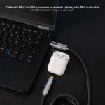 Cavo USB-C 4-in-1 Nanocable - Supporta fino a 27 W - Lunghezza 1 m - Adattatore USB-A e Lightning integrato - Indicatore LED - Intreccio di cotone - Colore nero - immagine 4