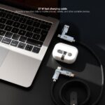 Cavo USB-C 4-in-1 Nanocable - Supporta fino a 27 W - Lunghezza 1 m - Adattatore USB-A e Lightning integrato - Indicatore LED - Intreccio di cotone - Colore nero - immagine 5
