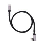 Nanocable USB-C maschio angolato 90º - Supporta fino a 100W - Lunghezza 2m - Velocità di trasferimento fino a 10Gbps - Risoluzione 4K - Cotone intrecciato - Colore nero