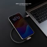 Nanocable USB-C maschio angolato 90º - Supporta fino a 100 W - Lunghezza 3 m - Velocità di trasferimento fino a 10 Gbps - Risoluzione 4K - Cotone intrecciato - Colore nero - immagine 3