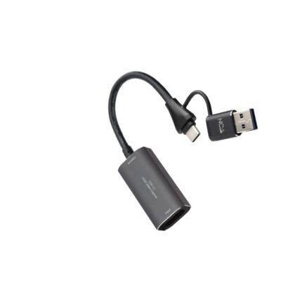Acquisizione video Nanocable - Adattatore HDMI 4K femmina - USB-C maschio - USB-A - Multisistema - Colore grigio scuro