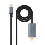Cavo adattatore da USB-C a Displayport di Nanocable - Bidirezionale - Lunghezza 2 m - Risoluzione 8K - Alloggiamento in alluminio metallico - Compatibile con HDR - Colore Grigio Scuro