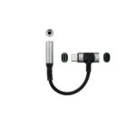 5 mm Nanocable - Lunghezza 10 cm - Femmina USB-C aggiuntiva per la ricarica simultanea - Colore nero e grigio