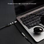 Cavo adattatore audio da USB-C a jack da 3,5 mm Nanocable - Lunghezza 10 cm - Femmina USB-C aggiuntiva per la ricarica simultanea - Colore nero e grigio - immagine 4