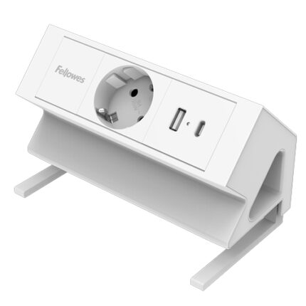 Fellowes Striscia di alimentazione da tavolo a 1 presa - USB-A - USB-C - Cavo da 2 m - Morsetto da tavolo da 10 a 45 mm - 15
