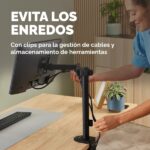 Fellowes Everyday Desk Stand con braccio articolato per monitor fino a 32" e fino a 9 kg - Montaggio a morsetto o a vite - Gestione dei cavi - 56,1x48,4x11,6 cm - Nero - immagine 5