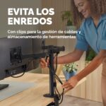 Supporto da tavolo Fellowes Everyday con bracci articolati per 2 monitor fino a 32" e 9 kg - Fissaggio a morsetto o a vite - Gestione dei cavi - 56,1x86,9x11,2 cm - Nero - immagine 5