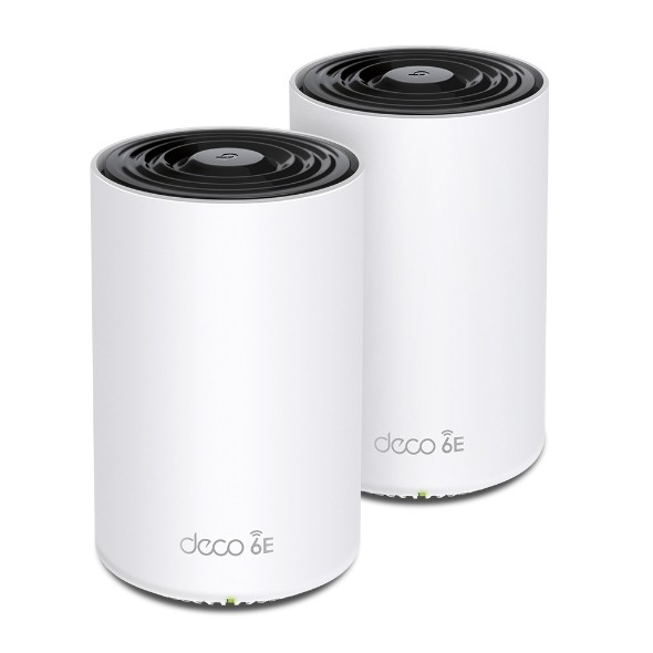 TP-Link Deco XE75 Confezione da 2 Sistemi WiFi Mesh - Tri-Band - Velocità fino a 5.4Gbps - WiFi 6E - Ethernet 1Gbps - Copertura fino a 510m2 - VPN - Bianco e nero - Colore: Bianco e nero