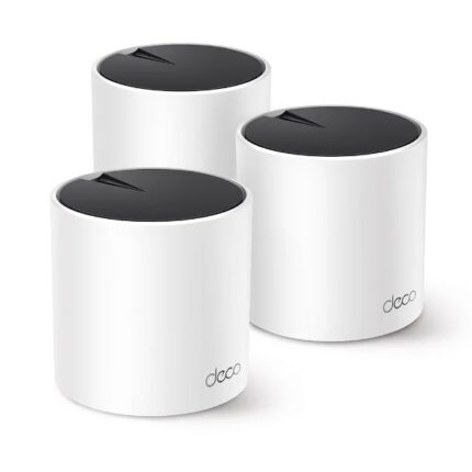 TP-Link Deco X55 Confezione da 3 sistemi WiFi Mesh - Dual Band - Velocità fino a 3Gbps - WiFi 6 - Ethernet 1Gbps - Copertura fino a 418m2 - VPN - Colore bianco e nero