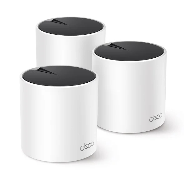 TP-Link Deco X55 Confezione da 3 sistemi WiFi Mesh - Dual Band - Velocità fino a 3Gbps - WiFi 6 - Ethernet 1Gbps - Copertura fino a 418m2 - VPN - Colore bianco e nero TP-Link Deco X55 Confezione da 3 sistemi WiFi Mesh - Dual Band - Velocità fino a 3Gbps - WiFi 6 - Ethernet 1Gbps - Copertura fino a 418m2 - VPN - Colore bianco e nero