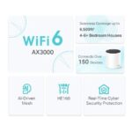 TP-Link Deco X55 Confezione da 3 sistemi WiFi Mesh - Dual Band - Velocità fino a 3Gbps - WiFi 6 - Ethernet 1Gbps - Copertura fino a 418m2 - VPN - Colore bianco e nero - immagine 3