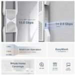 TP-Link RE655BE Ripetitore Wi-Fi 7 Tri-band BE9300 - Velocità 9,3 Gbps - 4 antenne esterne - Configurazione semplice tramite WPS o app - Ethernet - MLO - Colore bianco - immagine 5