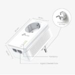 TP-Link TL-PA7027P KIT - Set di 2 adattatori Powerline - Velocità fino a 1 Gbps - Copertura fino a 300 m - Presa di corrente integrata - 2 porte Ethernet - Plug and Play - Colore: bianco - immagine 2