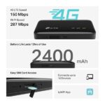 TP-Link M7005 Router a banda singola - Velocità fino a 287 Mbps - Portatile - Wi-Fi 6 - Batteria da 2400 mAh - USB-C - NanoSIM - Colore: nero - immagine 5