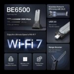 Adattatore TP-Link Archer TBE400UH da USB a WiFi 7 con dock - Tri-Band - Velocità 6,5 Gbps - Tecnologia MLO - Cavo da 1,2 m - Sicurezza avanzata - Colore grigio - immagine 4