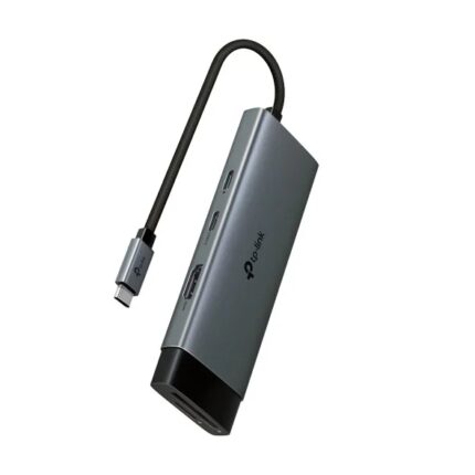 Hub TP-Link UH7020C 7 in 1 - Power Delivery 100 W - HDMI 4K - 2xUSB-C - 2xUSB-A - SD - MicroSD - Cavo USB-C da 18 cm - Alluminio - Plug and Play - Colore: nero e grigio