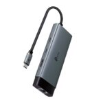 TP-Link UH6120C Hub 6 in 1 - Power Delivery 100 W - HDMI 4K - Ethernet RJ45 1 Gbps - 2xUSB-C - 2xUSB-A - Cavo USB-C da 18 cm - Alluminio - Colore: nero e grigio