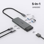 Hub TP-Link UH5020C 5 in 1 - HDMI 4K - 2xUSB-C - 2xUSB-A - Cavo USB-C da 18 cm - Plug and Play - Alluminio - Colore: nero e grigio - immagine 4
