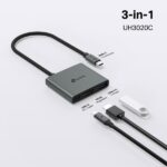 Hub 3 in 1 TP-Link UH3020C - HDMI 4K - USB-C - USB-A - Cavo USB-C da 18 cm - Plug and Play - Alluminio - Colore grigio scuro - immagine 2