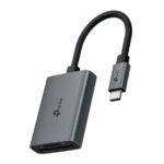 TP-Link UA430C Lettore di schede SD e MicroSD - Velocità fino a 5 Gbps - Cavo USB-C da 15 cm - Capacità massima 2 TB - Plug and Play - Alluminio - Colore grigio scuro