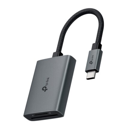 TP-Link UA430C Lettore di schede SD e MicroSD - Velocità fino a 5 Gbps - Cavo USB-C da 15 cm - Capacità massima 2 TB - Plug and Play - Alluminio - Colore grigio scuro