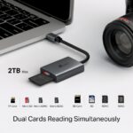 TP-Link UA430C Lettore di schede SD e MicroSD - Velocità fino a 5 Gbps - Cavo USB-C da 15 cm - Capacità massima 2 TB - Plug and Play - Alluminio - Colore grigio scuro - immagine 4