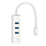 Hub TP-Link UE330C USB-C - RJ45 1 Gbps - 3 porte USB-A 3.0 - Connettore USB-C - Plug and Play - Colore: bianco