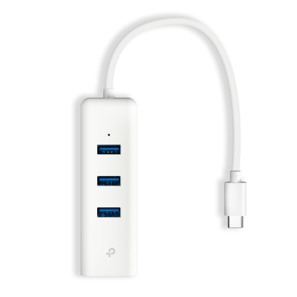 Hub TP-Link UE330C USB-C - RJ45 1 Gbps - 3 porte USB-A 3.0 - Connettore USB-C - Plug and Play - Colore: bianco