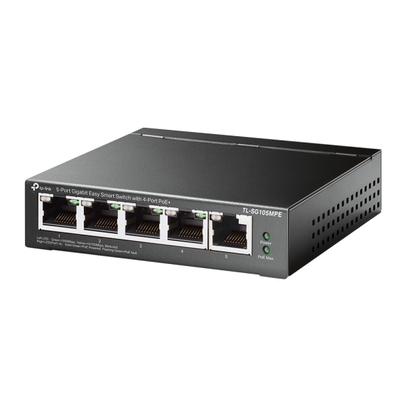 TP-Link TL-SG105MPE Switch a 5 porte RJ45 da 1 Gbps - Negoziazione automatica - Velocità di commutazione fino a 10 Gbps - Supporta QoS - Ripristino automatico - Plug and Play - Colore: nero